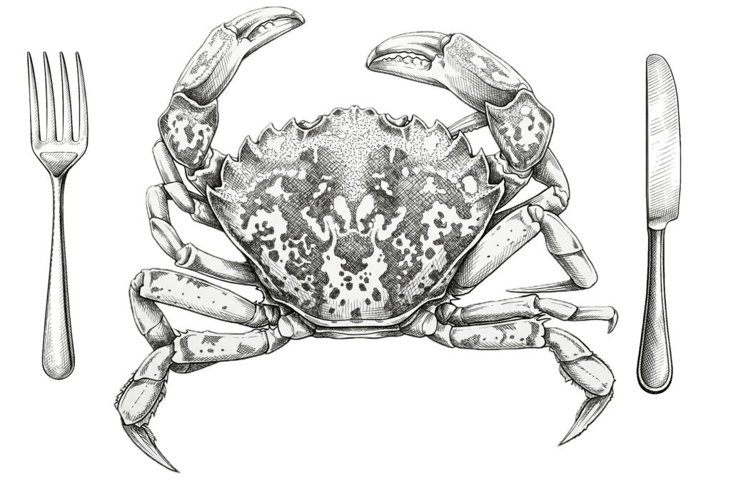 Green crab knife fork